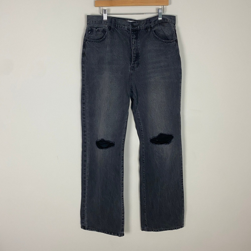 KanCan 90s Flare Distressed Jeans KC7373DG Gray Womens 31 High Rise Button Fly